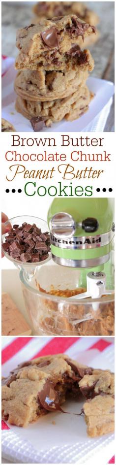
                    
                        Brown Butter Chocolate Chunk Peanut Butter Cookies.  Doesn't get better than this! #cookies #recipe #peanutbutter #brownbutter
                    
                