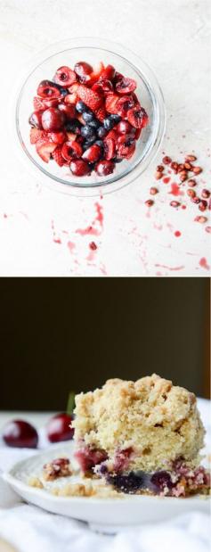 
                    
                        Cherry Buttermilk Crumb Cake I howsweeteats.com
                    
                