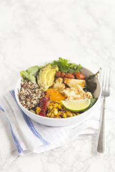 Roasted veggie quinoa bowl.
