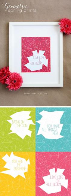 4 free Geometric Spring Prints at Sweet Rose Studio...adorable!