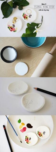 
                    
                        These hand painted air dry clay ring dishes are a sweet little craft, perfect for ushering in spring!
                    
                