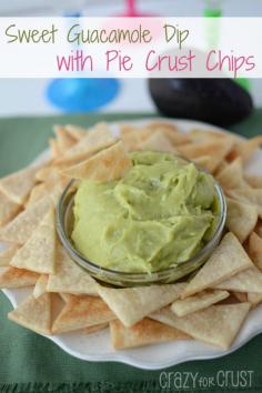 Sweet Guacamole Dip with Pie Crust Tortilla Chips - #Chips #Dips #Salsa #Potato #Kettle #Corn #Rice
