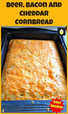 Beer, Bacon & Cheddar Cornbread! What more can I say about this! It's one of our most popular recipes at Lovefoodies, it's certainly easy to make and of course absolutely delicious! This is a great tasting cornbread, and the stronger the beer, the stronger the flavour, so you can choose your favourite beer to go in this great recipe. Cornbread is always great as a side dish, and the addition of bacon, beer and cheese simply elevates this to the top level of tastiness! So let's see how to get this on our tables at home. Recipe by Dave Weigel Prep Time: 5 minutes Cook Time: 35 minutes Yield: 12 slices Ingredients 6 slices thick cut bacon chopped and fried Dry Ingredients 1 1/2 cup corn meal 1 1/2 cup All purpose flour 2 tbsp. sugar 1 1/2 tbsp. baking powder 3/4 tsp. salt 1/2 cup sharp cheddar cheese shredded Wet Ingredients 3 large eggs 1/2 cup milk 1/3 cup sour cream 1 cup beer 1/2 cup melted butter For the topping 1 cup shredded sharp cheddar cheese Instructions: 1. In a mixer combine all the dry ingredients. 2. In a separate bowl, combine all the wet ingredients. 3. Add the wet ingredients to the dry in the mixer until just combined, then add the bacon. 4. Pour into a greased baking tray and spread the batter evenly. ( 9 x 13 inch cake pan) 5. Add the 1 cup of cheese to the top, spreading evenly. 6. Bake at 375 F for 30 - 35 minutes.