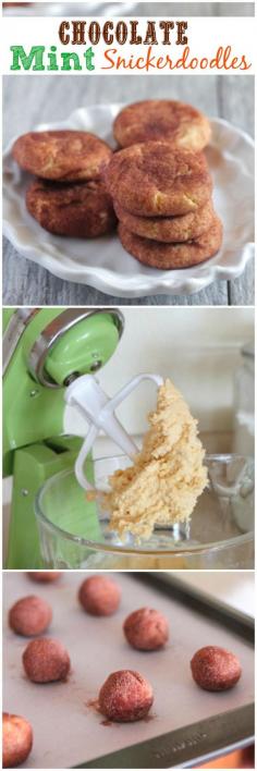 Chocolate Mint Snickerdoodles.  Perfect for upcoming cookie exchanges!