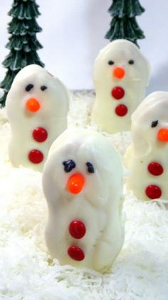 No Bake Peanut Butter Snowmen
