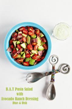 Bacon Avocado Tomato Pasta Salad w/ Avocado Ranch Dressing Recipe
