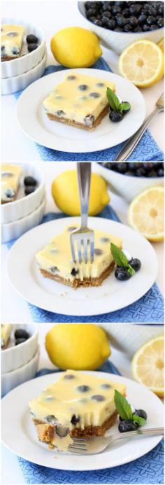 Lemon Blueberry Bars Recipe on twopeasandtheirpod.com. These lemon bars are easy to make and always a hit!