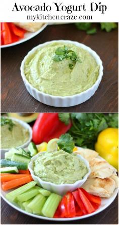
                    
                        Avocado Yogurt Dip ~ mykitchencraze.com ~ Perfect for all sorts of vegetables and crackers. This dip needs to be at your next party!
                    
                