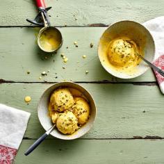 
                    
                        Rosewater Saffron Ice Cream with Pistachios
                    
                