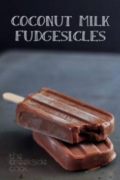 Creamy, chocolately & good for you too: Coconut Milk Fudgesicles are the perfect summer treat! #food #paleo #grainfree #glutenfree #dairyfree #dessert #snack #chocolate #coconutmilk #fudgesicles #popsicle