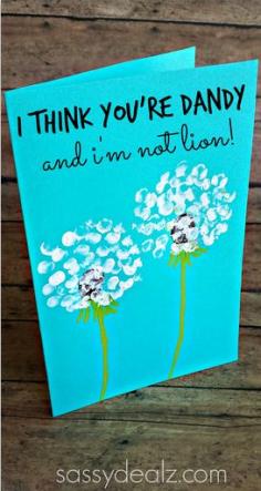 fingerprint dandelion card. Such a cute kids craft project. Finger paints