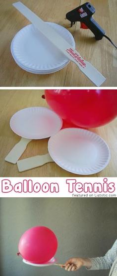 
                    
                        Balloon Tennis... Easy and cheap entertainment! -- 29 of the MOST creative crafts and activities for kids!
                    
                