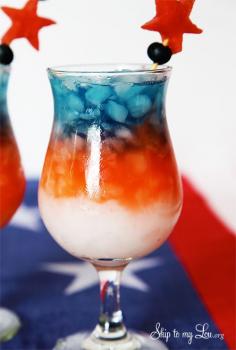 red white and blue layered drink