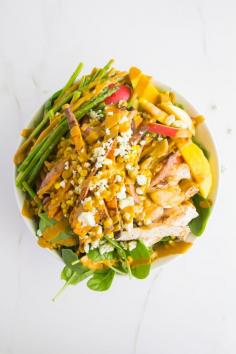 
                    
                        Blue Cheese & Buffalo Sauce Summer Salad (with Crispy Baked Sweet Potato Fries)
                    
                