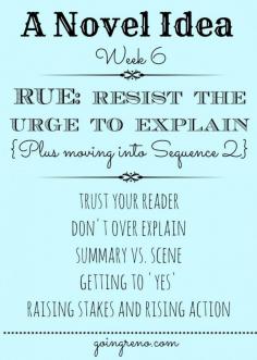 A Novel Idea: Week 6 {Resisting the Urge to Explain}