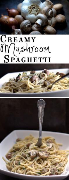 Creamy Spaghetti with Mushrooms - Erren's Kitchen - a fantastic, quick and easy week night dinner!
