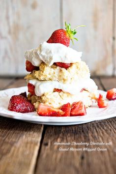Homemade Strawberry Shortcake Recipe with Grand Mariner Whipped Cream ~ A classic yet extraordinary Homemade Strawberry Shortcake recipe with Grand Mariner Whipped Cream.