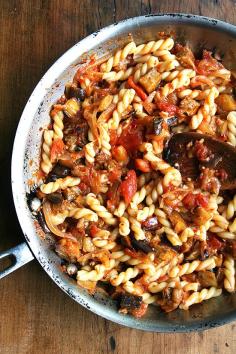 Chez Panisse Eggplant, Caramelized Onion and Tomato Pasta Recipe