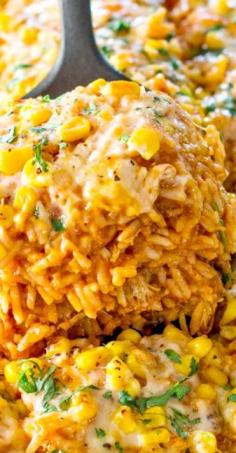 Chicken Enchilada Rice Casserole Recipe ~ all the makings of a chicken enchilada but with rice. It’s simply delicious!    Ingredients     3 cooked chicken breasts, shredded    2 cups dry Basmati rice    2 cans (10 oz each) Enchilada sauce (I used Old El Paso)    1 can (16 oz) refried beans (I used Old El Paso)    1 cup white cheddar, shredded    1 cup Monterey Jack cheese, shredded    1 can (11 oz) corn kernel    cilantro for garnish    […]  Continue reading...    The post  Chicken E..