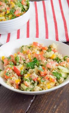 Cauliflower Tabbouleh recipe that is veggie packed low carb, low fat, gluten free, vegan, paleo and Whole30 approved  wealthyonlinegiants.com