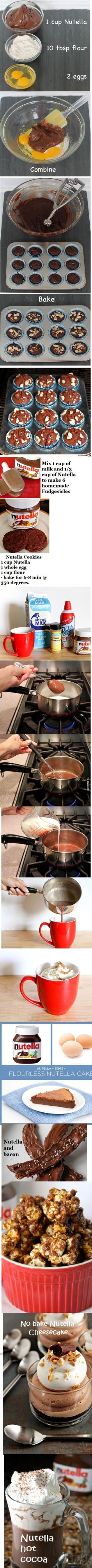 What you can do with Nutella! #food #Recipe #desert #diet #breakfast #lunch #fit #health #healthy #cook #cooking #recipe #weight #loss #sweet #cake #bacon #chocolate #candy #cupcake #cheap #fancy #drink #holiday