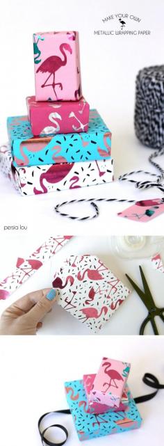 
                    
                        Make your own metallic flamingo wrapping paper! Free downloads. #HSMinc #ad
                    
                
