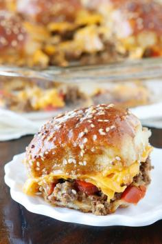 Cheesy Party Burgers (AKA Diamond Burgers). My husband loved these!