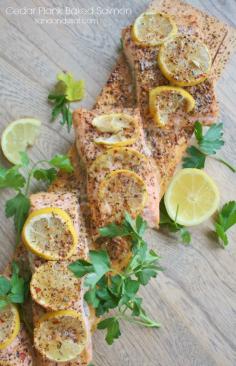 Grilled salmon with lemon. 180 calories per 4 oz serving. Hannah