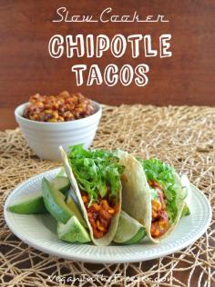 Slow Cooker Chipotle Tacos recipe is easy and has an unusual list of ingredients. You would never guess. Put them all in a crock pot and when done - Mmmm. Ingredients 2 (15 oz.) cans Pinto Beans, drained 1 cup corn kernals, canned, frozen or fresh 1 (7 oz.) can chipotle peppers in adobo sauce, chopped 1 (6 oz.) can tomato paste 3/4 cup Chili Sauce 1 Tablespoon Unsweetened Cocoa Powder 1 teaspoon Ground Cumin 1/2 teaspoon Ground Cinnamon 1/2 teaspoon salt