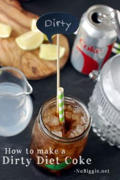 how to make a dirty diet coke -NoBiggie.net I'll have to try with regular coke and regular coconut syrup. Maybe some Malibu Rum...