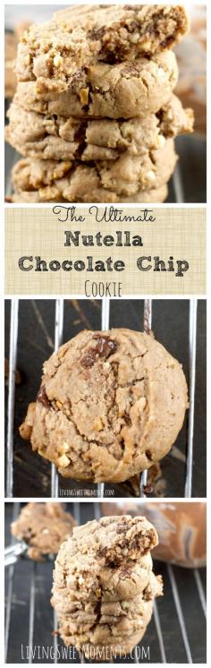 The Ultimate Nutella Chocolate Chip Cookies - This is absolutely the best chocolate chip cookie recipe you will every try! Fudgy, nutty with a deep chocolate hazelnut taste!