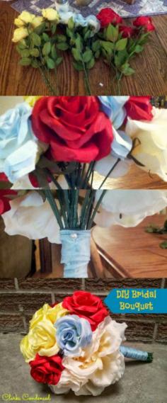 DIY Bridal Bouquet Tutorial -- This is a great alternative to real flowers. Just think, this way you can keep your bouquet forever. #memories | DIY by clarkscondensed.com