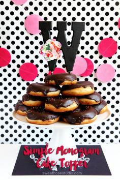 Simple Monogram Cake Topper at Sweet Rose Studio. This would be super site for a bridal shower