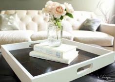 DIY Tray Transformation from designdininganddiapers.com #upcycled #shabbychic coffee table tray