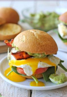 BLT + Fried Egg Sandwich w/ Guacamole on Sweet Potato Roll