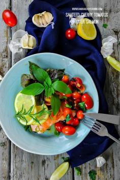 
                    
                        Sauteed Cherry Tomatoes over Salmon
                    
                