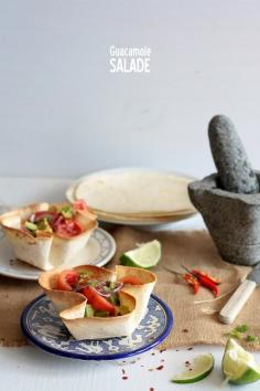 Salade de guacamole et son bol tortilla