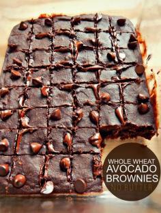 Healthy Avocado Brownie Bites! (No Butter). *Leave out the stevia packets and it can easily be made gluten free by using a different 'flour'.