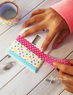 
                    
                        How to make your own decorative light switch cover with washi tape and mod podge #make #decor skiptomylou.org
                    
                