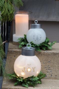 DIY Oversized Christmas Ornaments Tutorial from Home Stories a to Z...love this idea!!!  Pretty & inexpensive too.