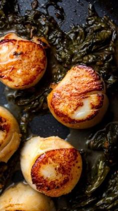 
                    
                        Sorrel is a wonderfully pungent, tart spring green that takes well to rich and sweet ingredients. Here, it’s melted into a garlicky, buttery pan sauce and served with seared scallops. (Photo: Andrew Scrivani for The New York Times)
                    
                
