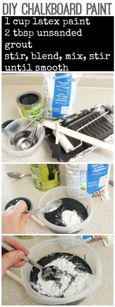 How to make your own chalkboard paint for all kinds of beautiful DIY chalkboard projects - at The Happy Housie