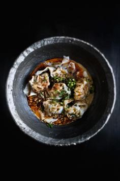 Shanghai Wontons in spicy Peanut Sauce | Lady and Pups