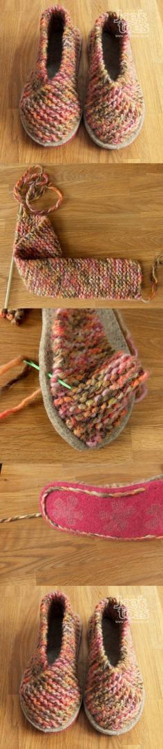 pantuflas How to make knitted #slippers #FreePattern