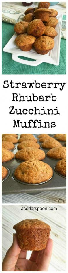 
                    
                        Strawberry Rhubarb Zucchini Muffins // A Cedar Spoon
                    
                