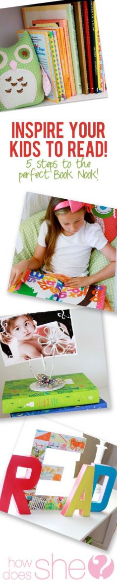 Inspire your kids to read, 5 steps to the perfect Book Nook! #howdoesshe #backtoschool #kids #readingnook howdoesshe.com