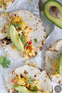 Migas Breakfast Tacos recipe on www.tasteandtellblog.com