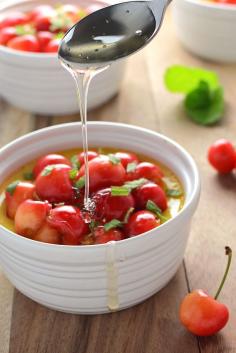 
                    
                        HONEY CUSTARD WITH SWEET CHERRIES
                    
                