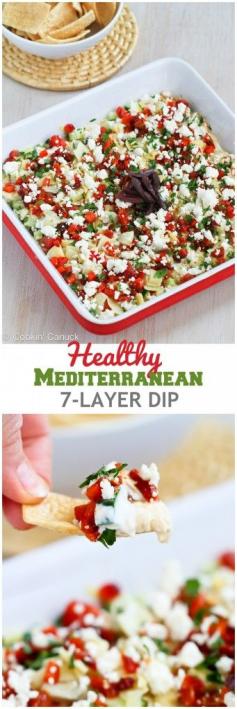 Healthy Mediterranean 7 layer dip