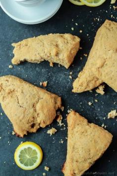 Lemon Poppy Seed Scones - Moist Lemon Poppy Seed Scone Recipe made with whole wheat flour and Greek yogurt are the perfect healthy pairing for your cup of morning coffee!